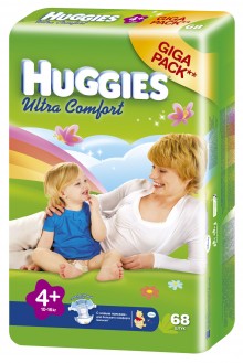 Huggies Ultra Comfort 4+ (10-16 ��) GIGA PACK 68 ��.