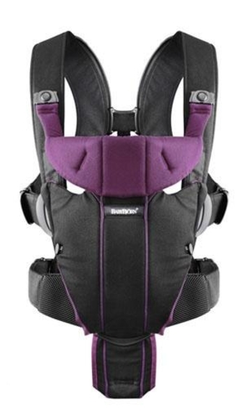 Рюкзак-кенгуру Babybjorn Baby Carrier Miracle Cotton, чорний з фіолетовим (96053) - Pampik - 2