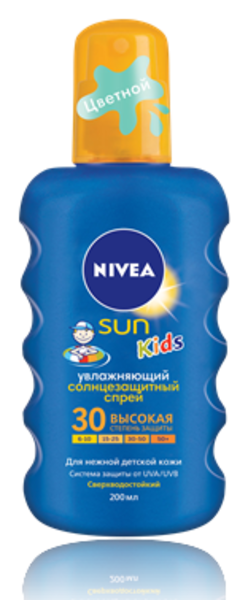 Дитячий сонцезахисний спрей Nivea SPF30 кольоровий, 200 мл - Pampik
