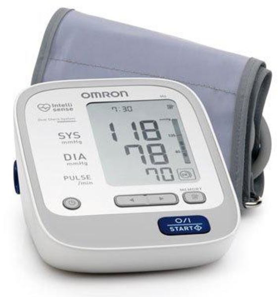 Тонометр автоматичний Omron M6 Comfort (HEM-7223-ARU) з універсальною каркасною манжетою 22-42 см і адаптером - Pampik