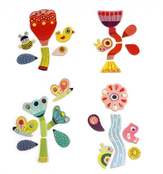 Дерев'яна гра-аплікація з молоточком Djeco Сад квітів - Pampik - 3