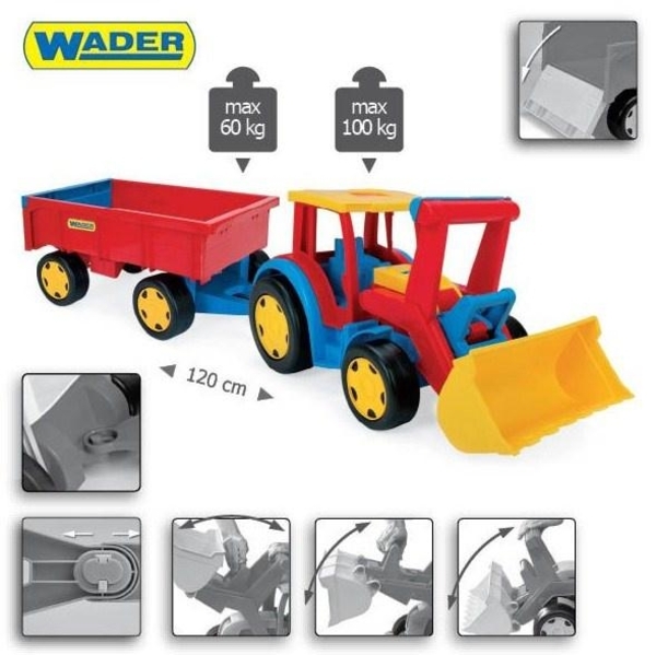 Трактор Wader Гигант с прицепом и ковшом - Pampik - 3