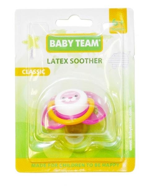 Пустушка латексна класична Baby Team, 6+, рожевий (3222) - Pampik - 2