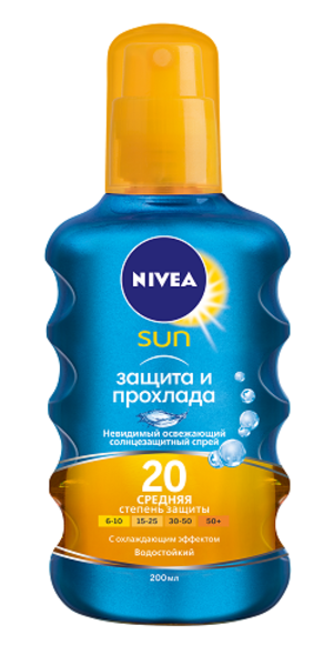Спрей освіжаючий сонцезахисний Nivea Невидимий захист SPF 20, 200 мл - Pampik