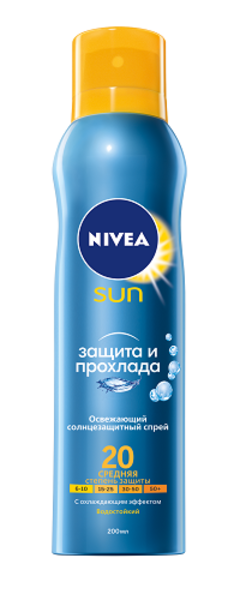Спрей освіжаючий сонцезахисний Nivea Захист і прохолода SPF 20, 200 мл - Pampik