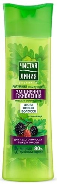 Шампунь Чиста Лінія Зміцнення і живлення для сухого волосся, 400 мл - Pampik