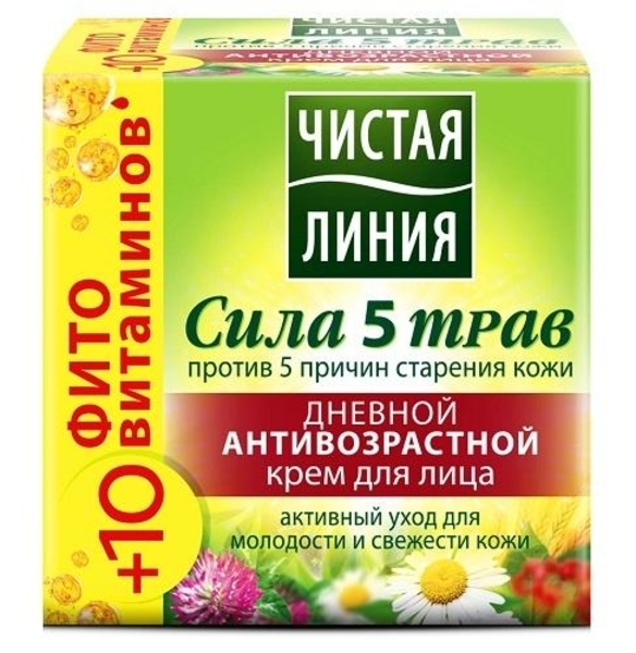 Денний антивіковий крем для обличчя Чиста Лінія Сила 5 трав, 45 мл - Pampik