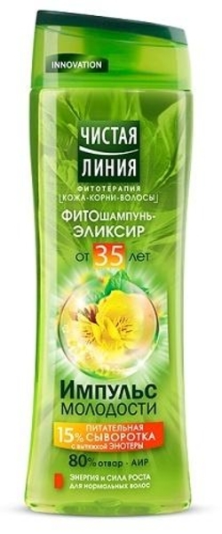 Фітошампунь-еліксир Чиста Лінія Імпульс молодості Енергія і сила росту 35+, 250 мл - Pampik