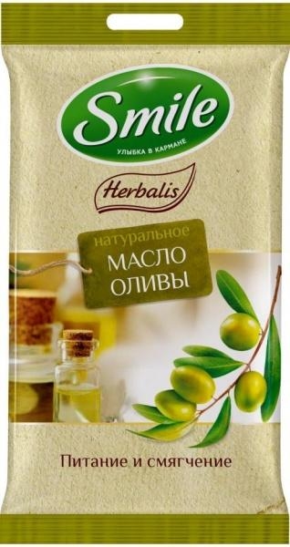 

Влажные салфетки Smile Herbalis с маслом оливы, 10 шт