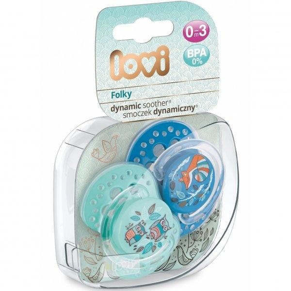 Силіконова динамічна пустушка Lovi Folky, 0-3 міс., 2 шт. (22 / 841boy) - Pampik