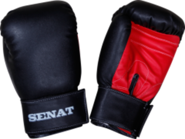 Рукавички боксерські Senat, 6 унцій, штучна шкіра, чорно-червоний - Pampik