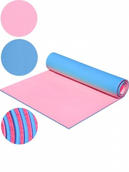 Килимок каремат Mega Foam Двошаровий, блакитний із рожевим - Pampik