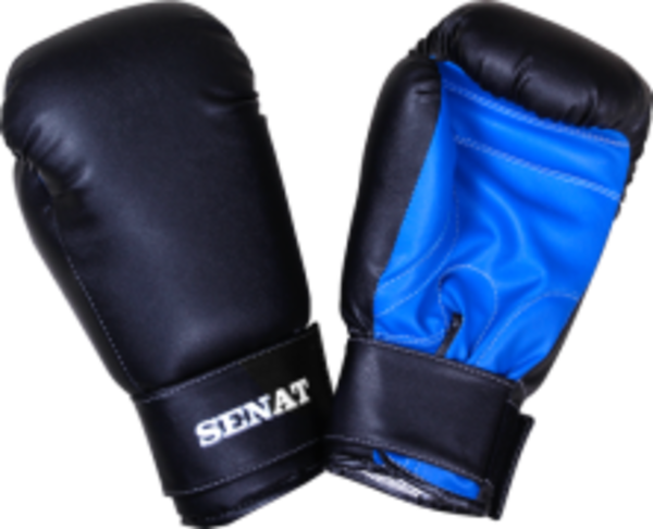 Рукавички боксерські Senat, 6 унцій, штучна шкіра, чорно-синій - Pampik