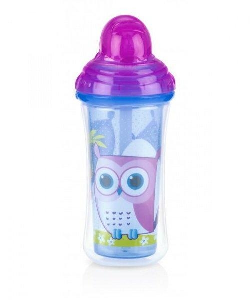 Поїльник Nuby Click-it з трубочкою, 270 мл, фіолетовий з блакитним (10096owl) - Pampik - 2