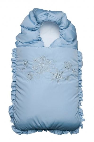 Зимовий конверт на виписку Модний карапуз Сніжинки, р. 52-68, блакитний (03-00468-0) - Pampik