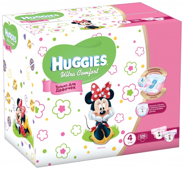 Підгузки для дівчаток Huggies Ultra Comfort 4 (8-14 кг), Disney Box, 126 шт. - Pampik
