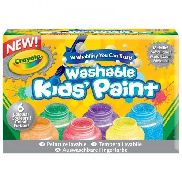 Баночки со смываемыми красками Crayola, металлик, 6 шт. (54-5000) - Pampik