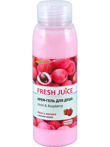 Крем-гель для душа Fresh Juice Litchi & Raspberry, 300 мл - Pampik