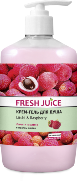 Крем-гель для душу Fresh Juice Litchi & Raspberry, 750 мл - Pampik
