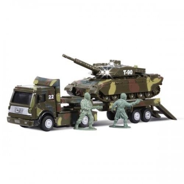 Игровой набор Технопарк Военная техника: тягач с танком, со световыми и звуковыми эффектами - Pampik