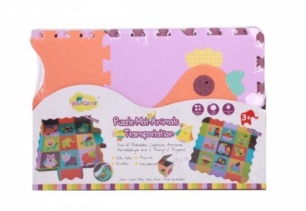 Дитячий ігровий килимок-пазл Baby Great Веселий зоопарк, з бортиком, 122х122 см (GB-M129А2Е) - Pampik