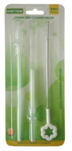 Набір для поїльника Baby Team, 2 трубочки і йоржик (5050) - Pampik - 2