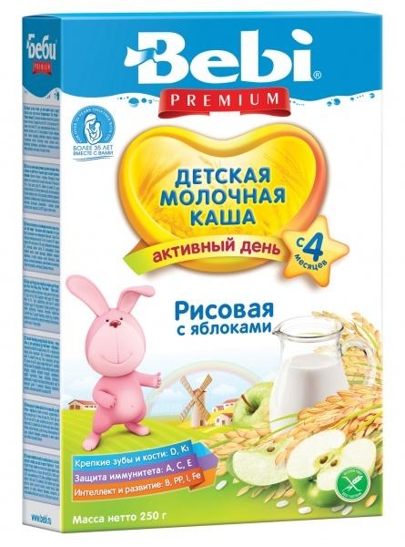 

Молочная каша Bebi рисовая с яблоком, 250 г