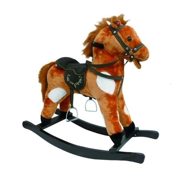 Лошадка-качалка с музыкой Rock my Baby, коричневый с белым (JR603) - Pampik - 2