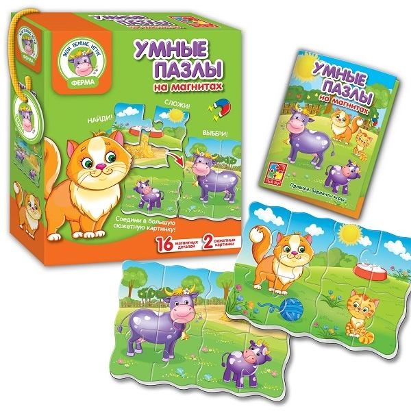 Магнітна гра Vladi Toys Розумні пазли Ферма (рос.) (VT1504-33) - Pampik
