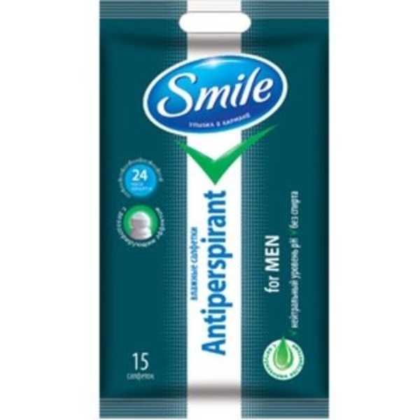 

Влажные салфетки Smile Антиперспирант, для мужчин, 15 шт