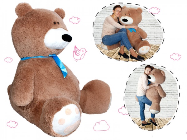 Подарок Мишка Pink Elephant капуччино, 95 см - Pampik - 2