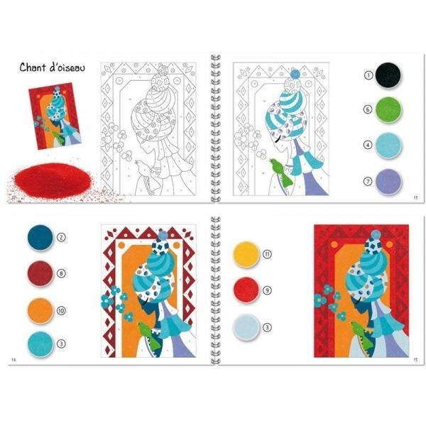 Набор для рисования цветным песком Djeco Голубые принцессы (DJ08637) - Pampik - 9