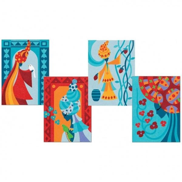 Набор для рисования цветным песком Djeco Голубые принцессы (DJ08637) - Pampik - 4