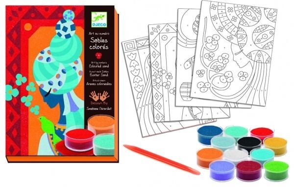 Набор для рисования цветным песком Djeco Голубые принцессы (DJ08637) - Pampik - 7