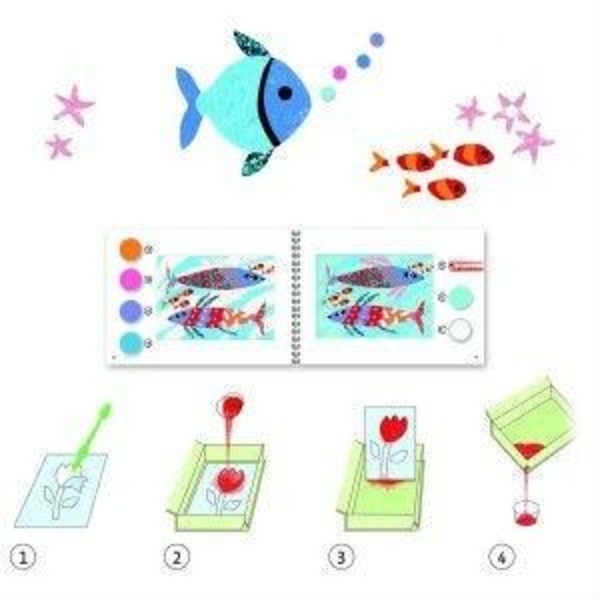 Набір для малювання кольоровим піском і блискітками Djeco Веселкові рибки (DJ08661) - Pampik - 2