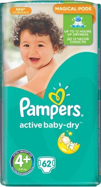 Підгузки Pampers Active Baby-Dry 4+ (9-16 кг), 62 шт. - Pampik - 2