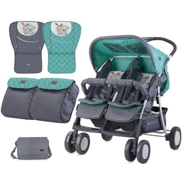 Прогулянкова коляска Lorelli (Bertoni) Twin Friends, зелений з сірим - Pampik - 2