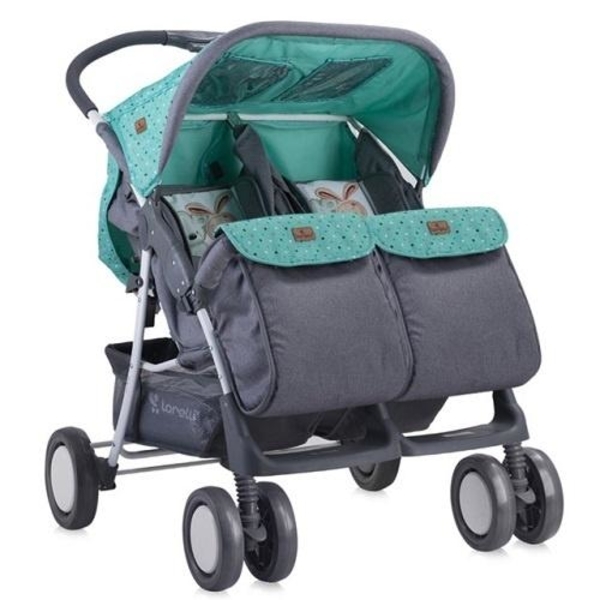 Прогулянкова коляска Lorelli (Bertoni) Twin Friends, зелений з сірим - Pampik