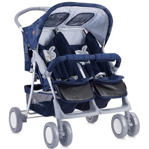 Прогулянкова коляска Lorelli (Bertoni) Twin Friends, темно-синій - Pampik