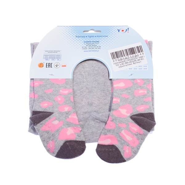 Колготки YO! ABS Котик, со стопперами, р.80-86, серый (RA-25/GIRL/80-86) - Pampik - 2