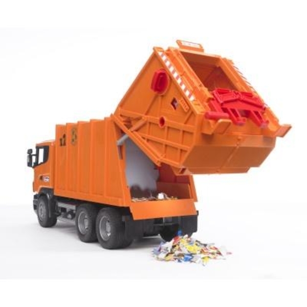 Сміттєвоз Bruder Scania R-R-series, помаранчевий, 62 см (03560) - Pampik - 2