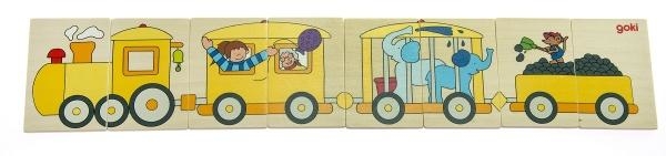 Пазл деревянный Goki Цветной паровоз, 32 детали (56945) - Pampik - 3