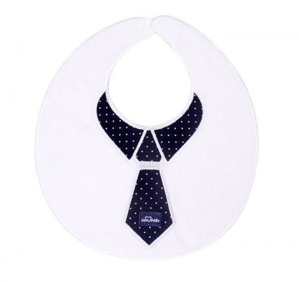 Слинявчик Sevi Bebe білий з краваткою (27) - Pampik