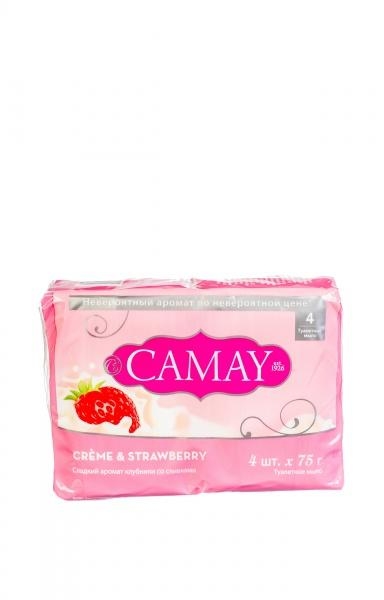 Туалетне крем-мило Camay Полуниця з вершками, 4 шт., 75 г (67048260) - Pampik