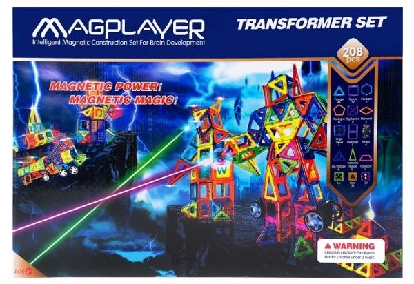 Магнітний конструктор Magplayer, 208 елементів (MPB-208) - Pampik - 5