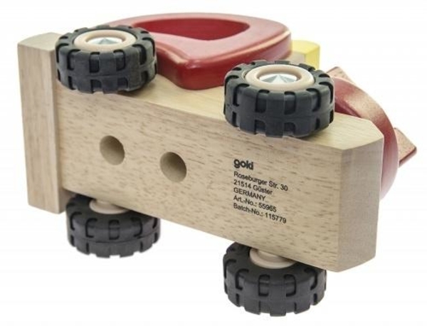 Машинка дерев'яна Goki Евакуатор, червоний, 19 см (55965) - Pampik - 2