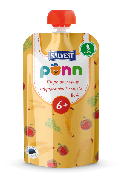 Органічне пюре Ponn Pouch Фруктовий смузі, 110 г - Pampik