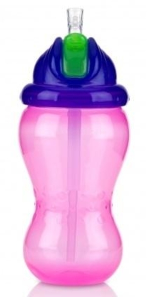 Поїльник Nuby з трубочкою-непроливайкою, 355 мл, рожевий (9801pnkprpl) - Pampik