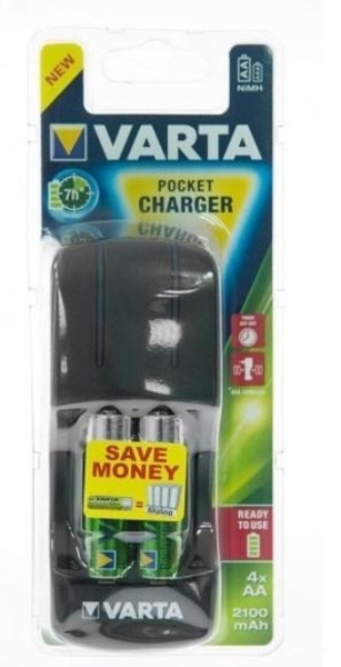 

Зарядное устройство Varta Pocket Charger + 4 AA Ni-Mh (57642101451