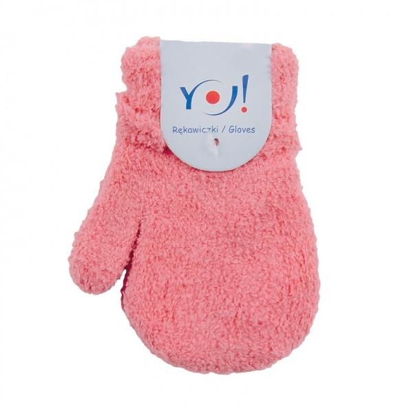 Махрові рукавиці YO! зі шнурком, р. 10, кораловий (R-90A/GIR/10) - Pampik